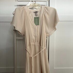 BNWT H&M chiffon style beige lined belted bell sleeve (M) garment